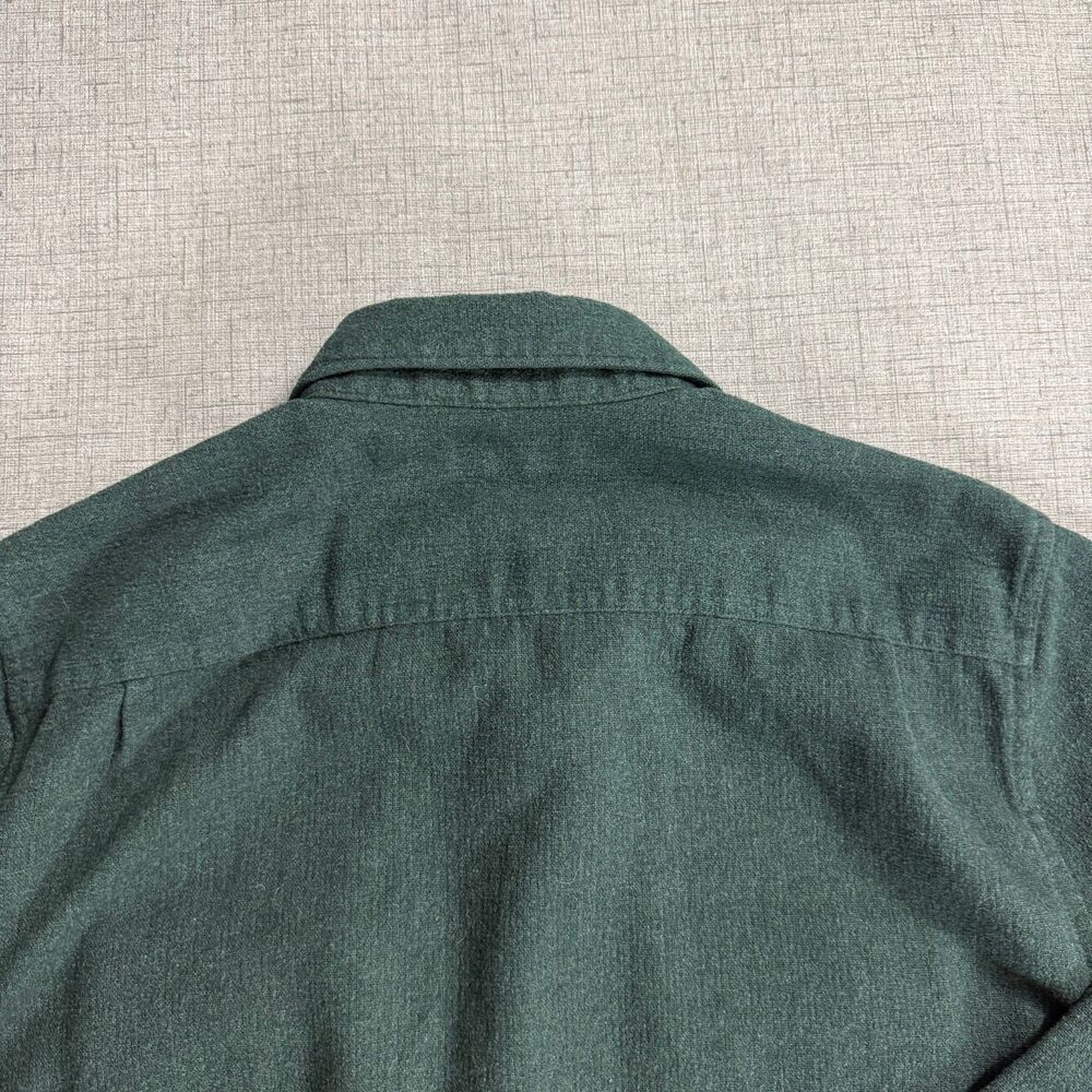 Roark Flannel Shirt Men's L Green Classic Organic Cotton Elbow Patches - Picture 10 of 11